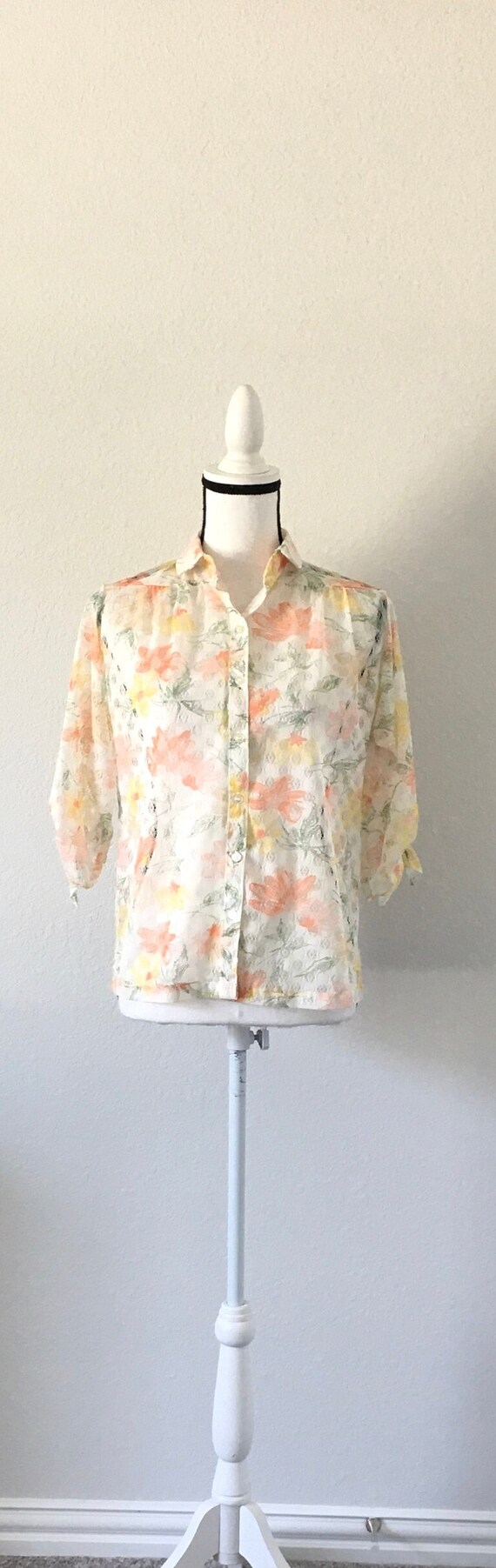 Vintage Floral Sheer Crochet Blouse main image 0