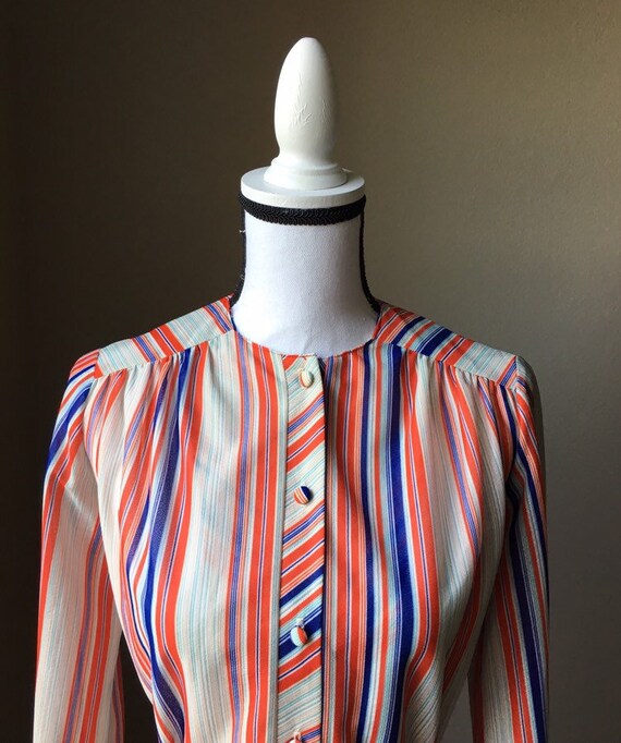 1960s Striped Belted Dress, 1970s Dress with Stri… - image 6