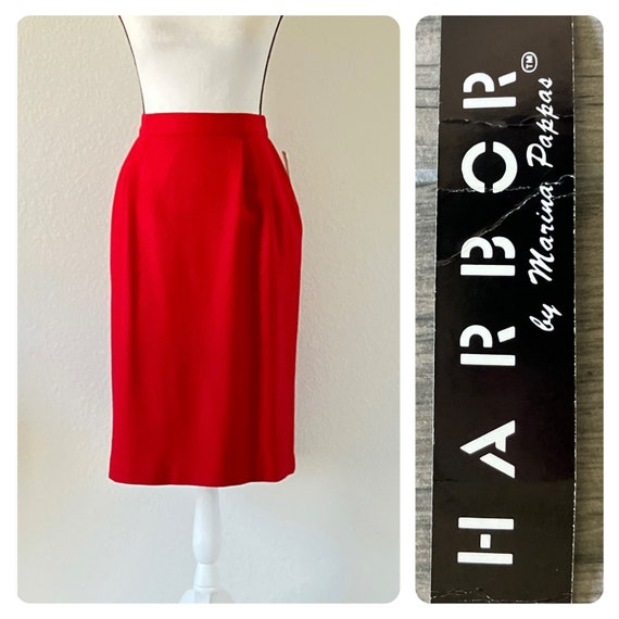 1990s Red Straight Skirt, Deadstock Vintage Skirt