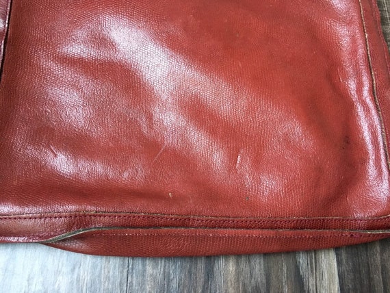 Vintage Red Leather Satchel, Vintage Crocodile Le… - image 6