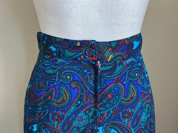 1980s Paisley Midi Skirt, 1990s Colorful Skirt - image 7
