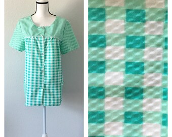 1960s Handmade Smock, Vintage Gingham Tunic with Pockets