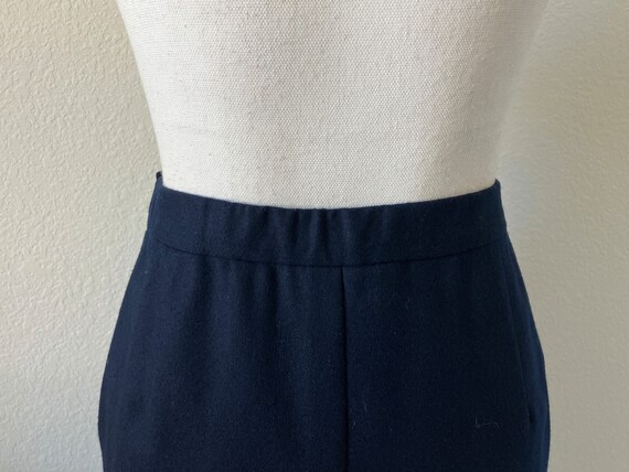 1980s Navy Wool Skirt, Vintage Dark Blue Knee Ski… - image 7