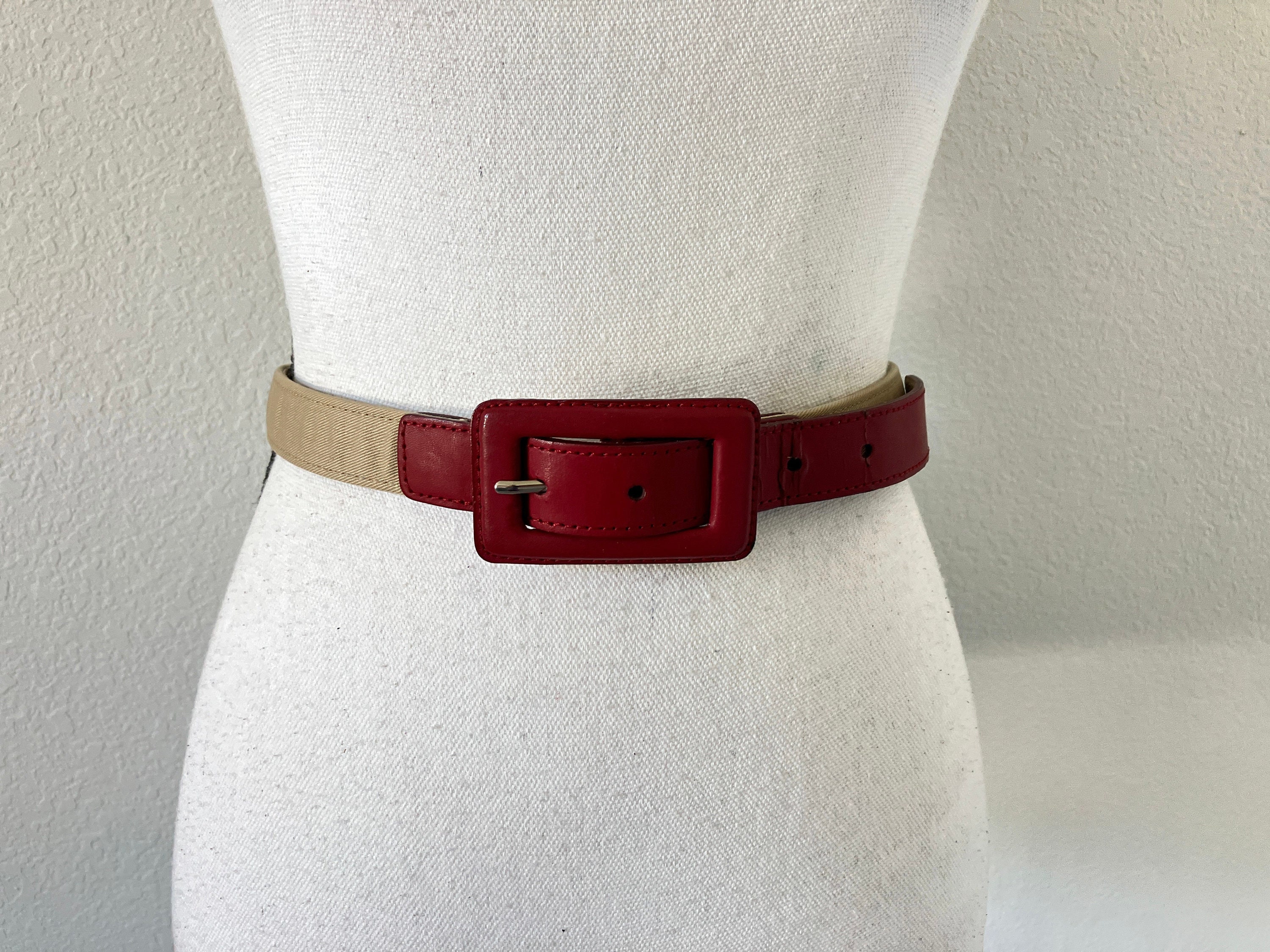 Vintage‎ Liz Claiborne Elastic Waist Belt Watermelon Buckle Red 80s 90s USA Made Liz Claiborne Waist Belt Belts for Women for sale | eBay main image 3