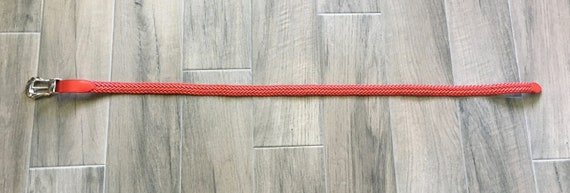 1990s Red Woven Leather Belt, Vintage Braided Lea… - image 4