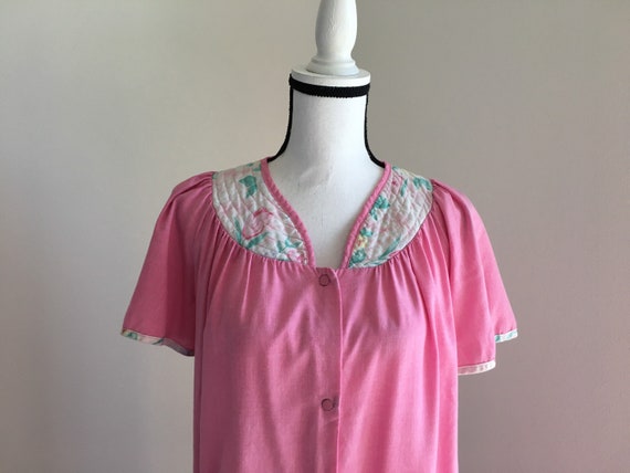 1980s Pink Cotton Day Dress, Comfy Vintage House … - image 4