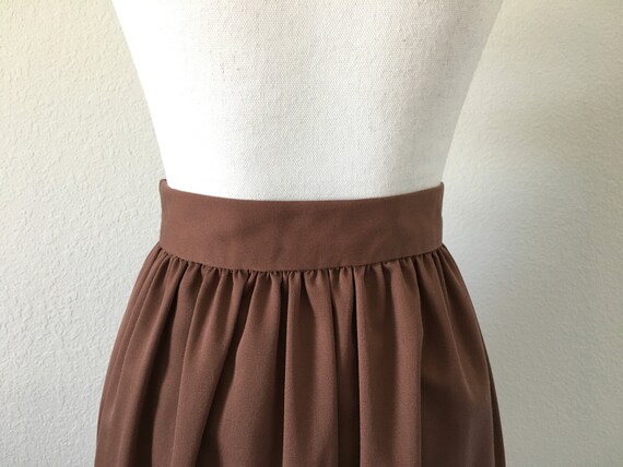 1980s Brown Button Down Skirt, 1970s Cotton Midi … - image 5