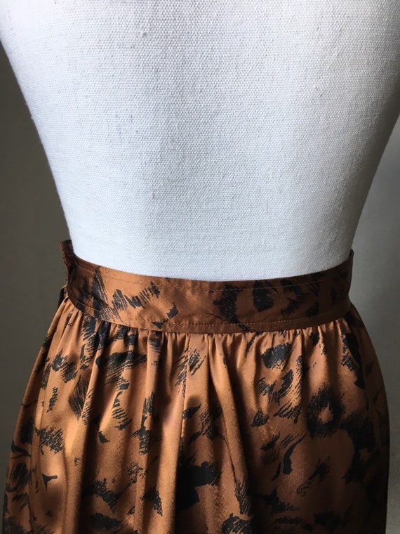 1980s Abstract Floral Print Skirt, 1980s Copper S… - image 7
