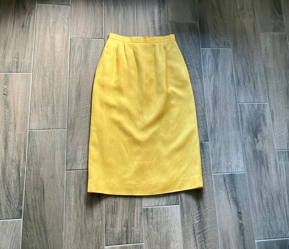 1960s Yellow Straight Skirt, Vintage Linen Blend … - image 7