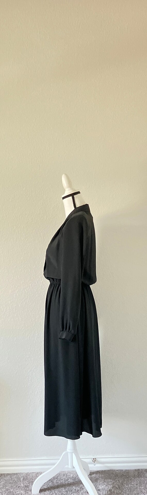 1980s Black Shirt Dress, 1990s Dress with Pleated… - image 5