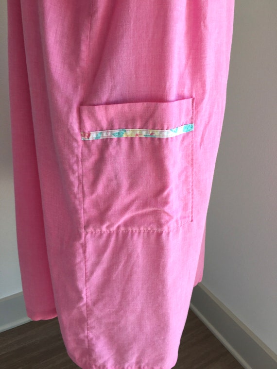 1980s Pink Cotton Day Dress, Comfy Vintage House … - image 8