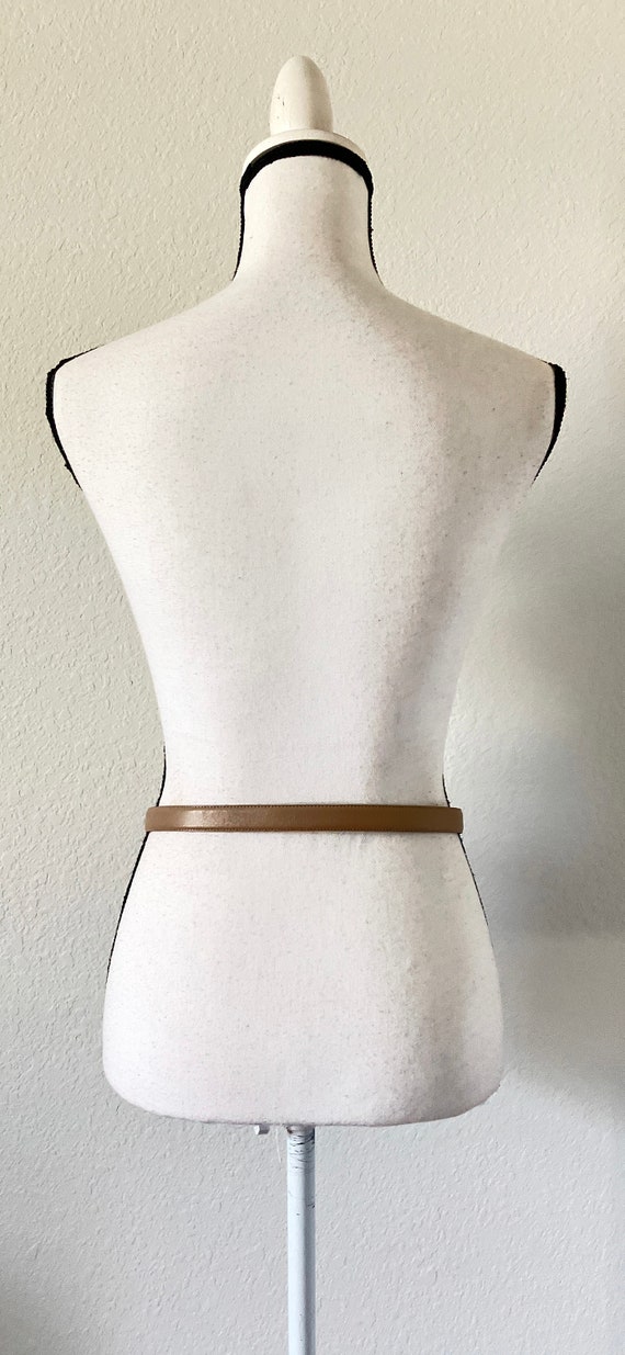 1980s Thin Taupe Belt, Vintage Light Tan Leather … - image 3