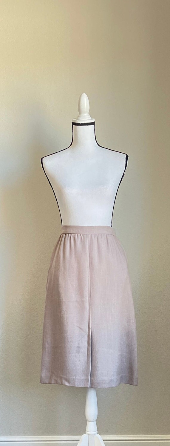 1980s A Line Khaki Skirt, Vintage Midi Skirt - image 2