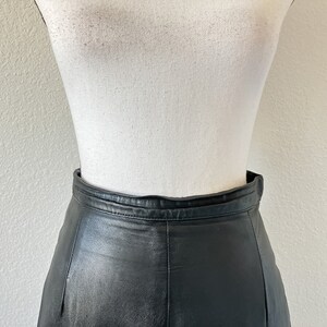 1980s Black Leather Skirt, Vintage Soft Leather Pencil Skirt image 3