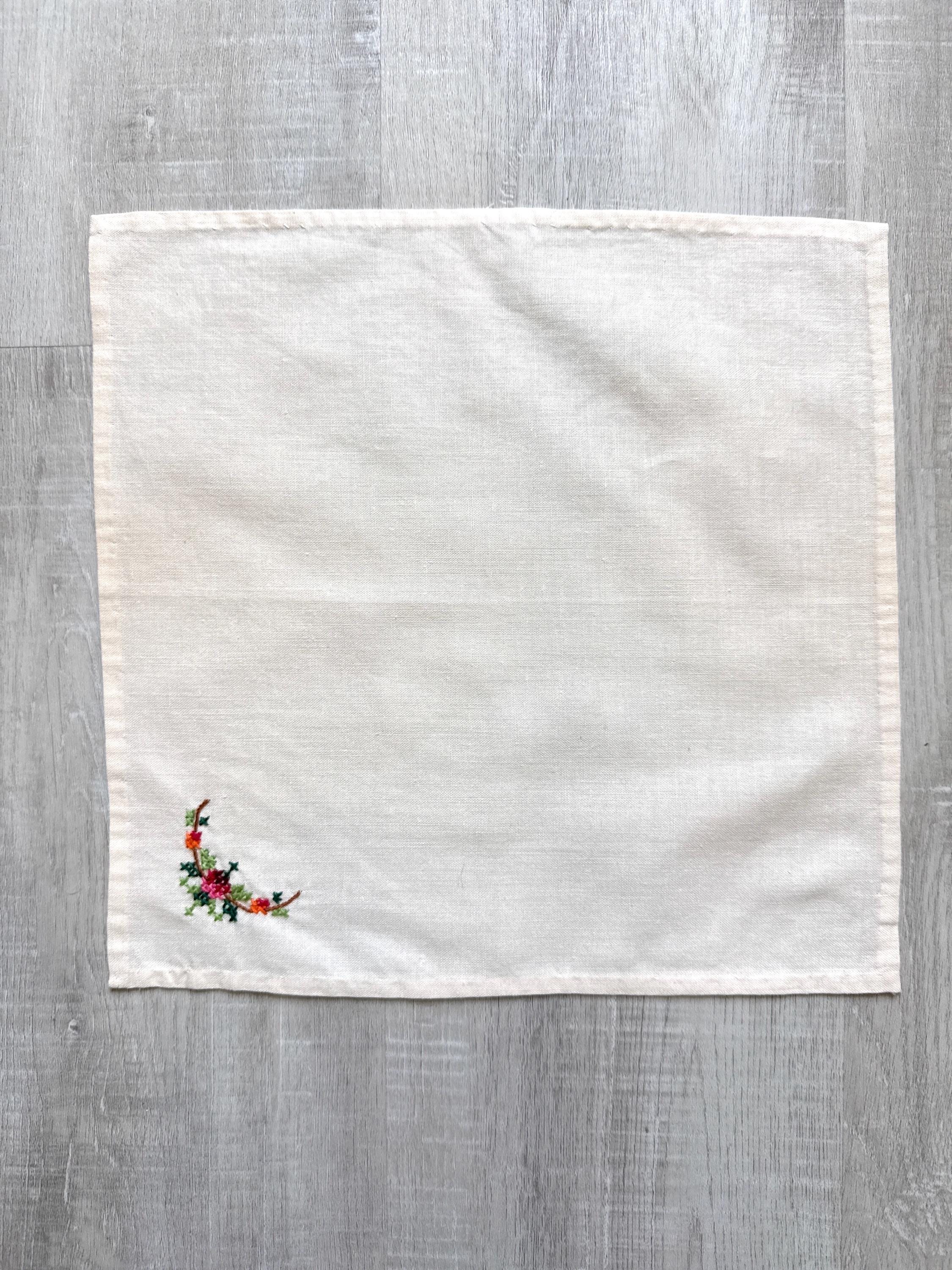 ヴィンテージハンドメイド刺繍ナプキン4枚セット - Etsy 日本