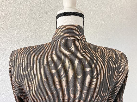 1980s Gold and Black Blouse, Vintage High Collare… - image 7