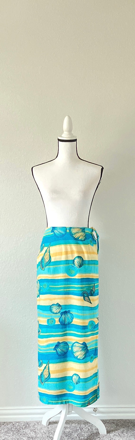 1980s Maxi Wrap Skirt, Vintage Linen Beach Skirt - image 2