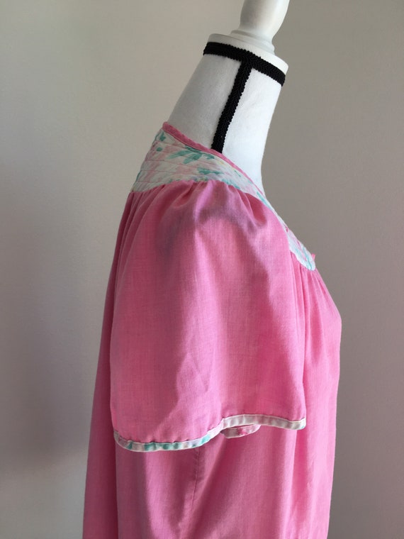 1980s Pink Cotton Day Dress, Comfy Vintage House … - image 5