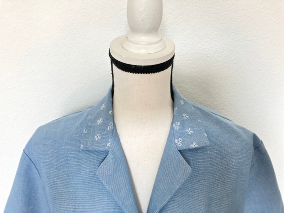 1990s Chambray Button Down with Eyelet Trim - image 3