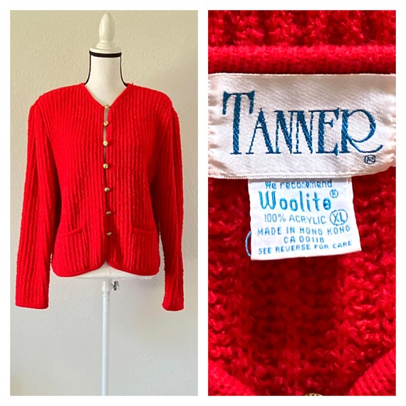 1960s Wool Cardigan, 1950s Nubby Granny Sweater - image 1