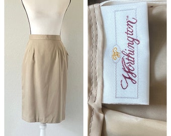 Deadstock Vintage Khaki Skirt, 1990s Tan Knee Length Skirt