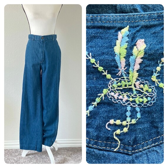 Vintage 70s Antonio Guiseppe Patchwork Denim Jeans, 26 x 34