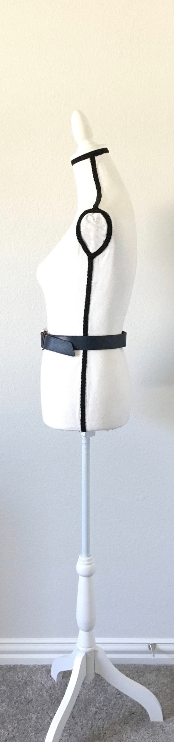 1980s Navy Faux Alligator Belt, Vintage Dark Blue… - image 2