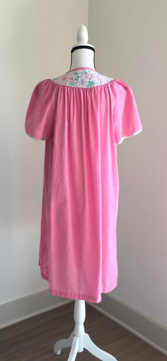 1980s Pink Cotton Day Dress, Comfy Vintage House … - image 3