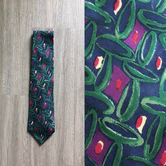 1980s Brightly Colored Abstract Tie - image 1