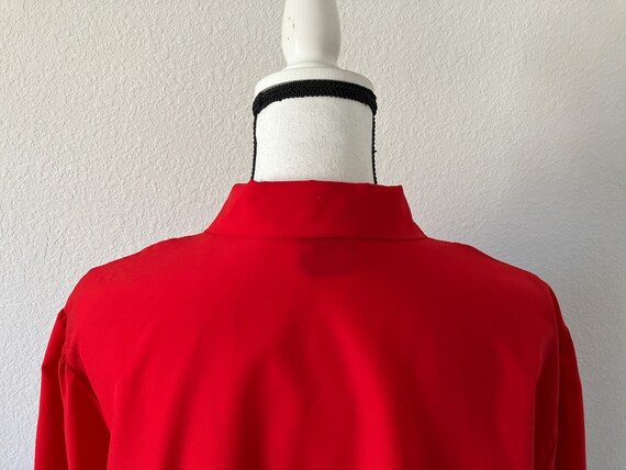 1980s Red Pleated Blouse, Vintage Plus Size Blouse - image 7