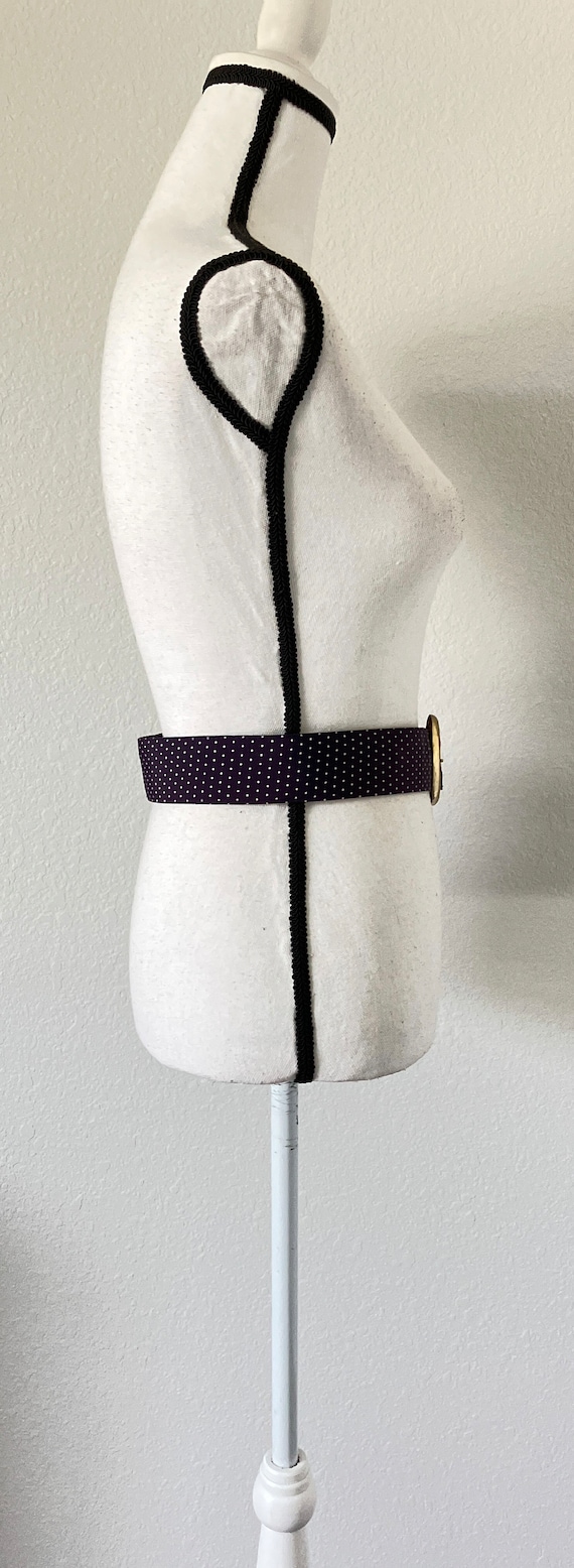 1980s Wide Fabric Belt, Vintage Polka Dot Belt - image 2