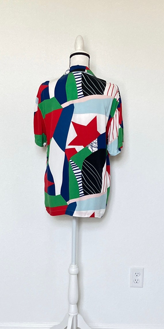 1990s Abstract Print Graphic Multicolored Shirt - image 5