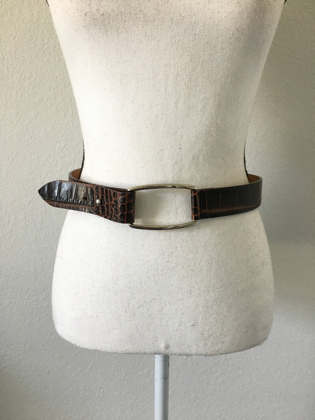 Vintage 90s Harold’s Italian Leather Croc Belt Harold main image 2