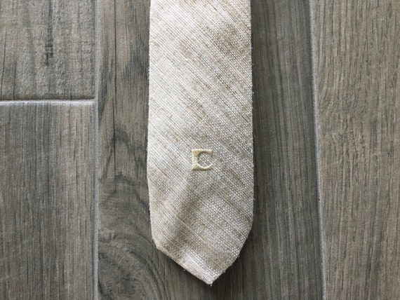 1970s Ivory Tweed Tie - image 5