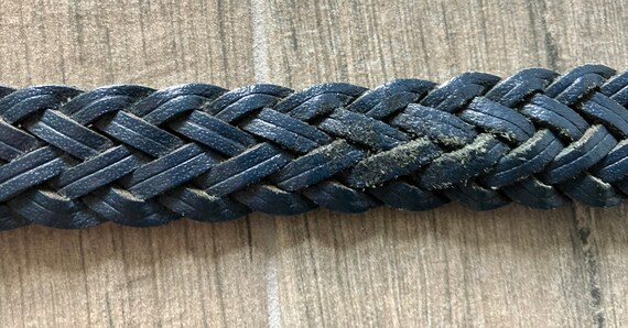 1980s Navy Braided Belt, Vintage Dark Blue Woven … - image 8