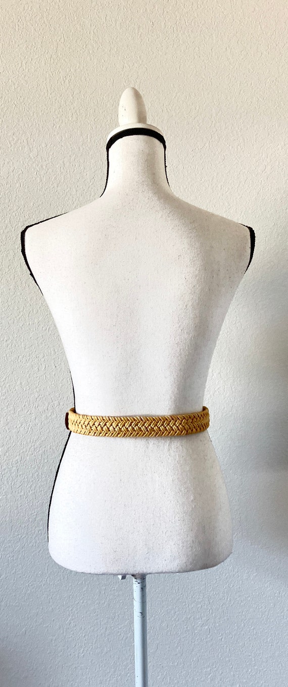 1980s Straw and Leather Belt, Vintage Braided Belt - image 3