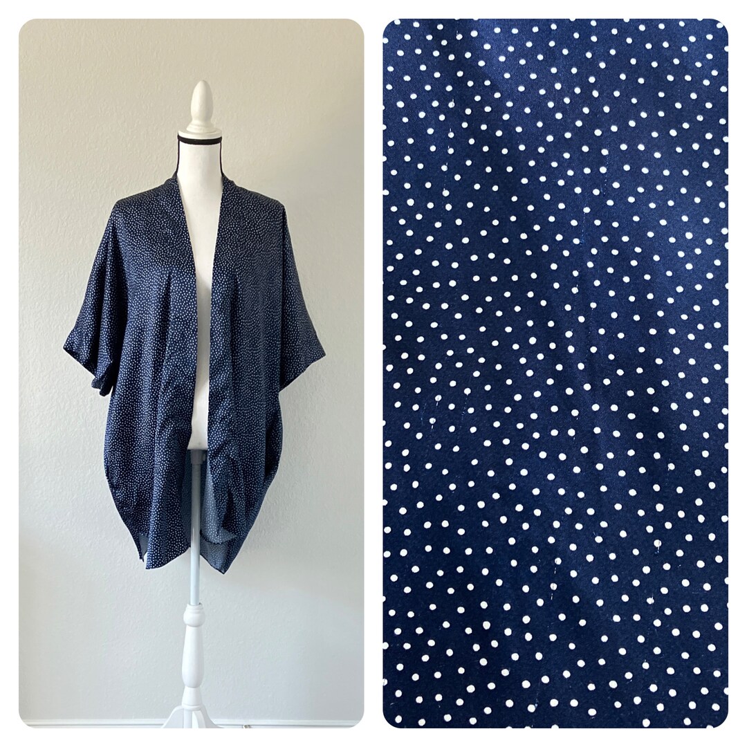 1990s Navy Shortie Robe, Vintage Polka Dotted Satin Robe - Etsy