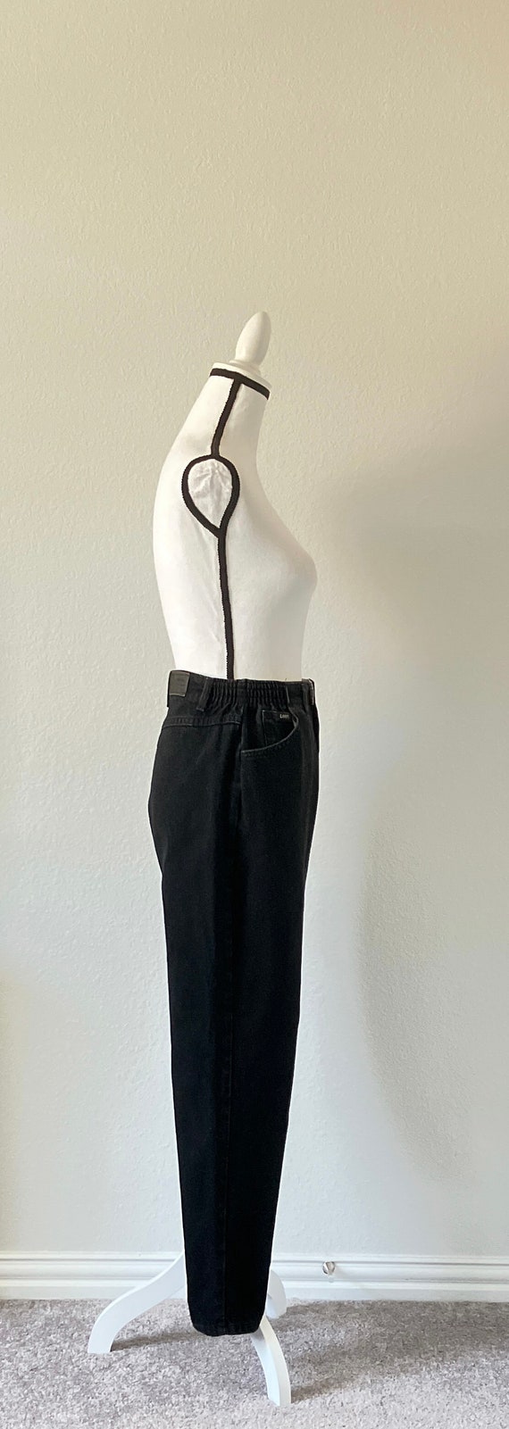 1980s Black High Waisted Jeans, 1990s Tapered Den… - image 4