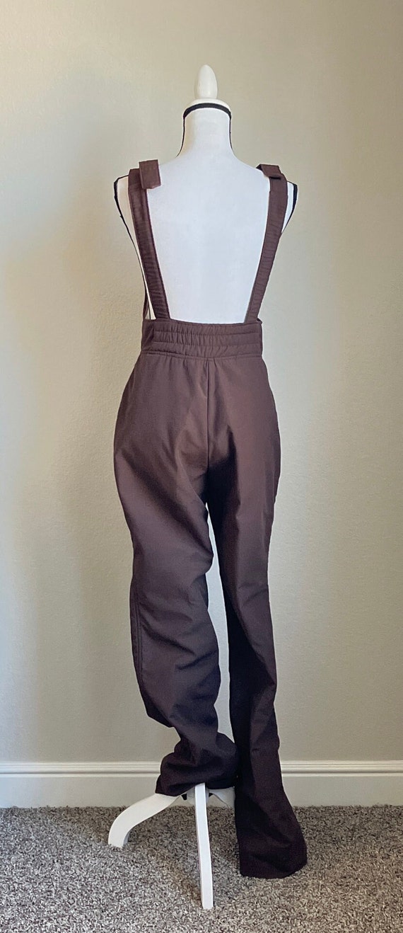 1980s Ski Bib Overalls, Vintage Chocolate Brown S… - image 6