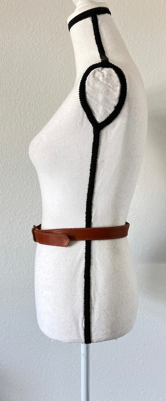 1970s Tan Leather Belt, 1980s Slim Caramel Belt - image 2