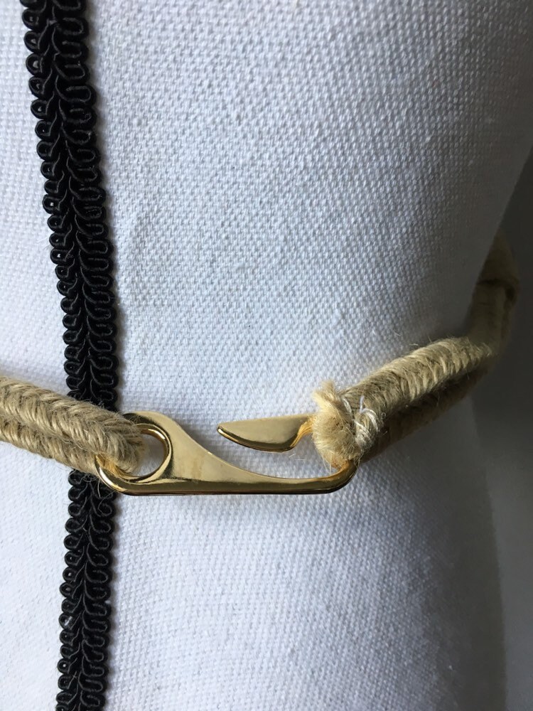 1980s Natural Fiber Beaded Rope Belt, Vintage Jute Belt With  display picture 3
