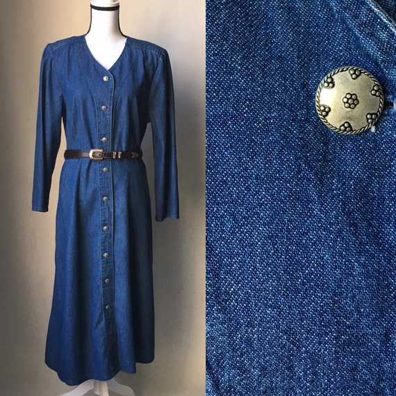 Vintage Stephanie Thomas,1980s Denim Prairie Dress