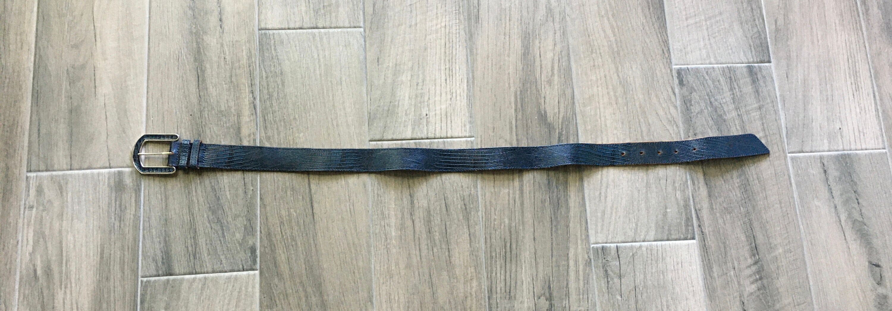 Vintage Faux Leather Blue Thin Belt Faux Alligator Print Classic Chic Retro mkcblu.jpg?v=1709321967 main image 3