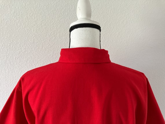 1980s Red Cotton Shirt, Vintage Short Sleeve Blou… - image 6