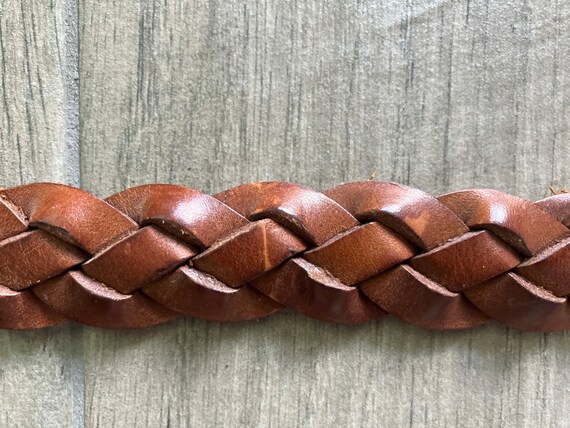 1980s Braided Leather Belt, Vintage Woven Belt - image 6