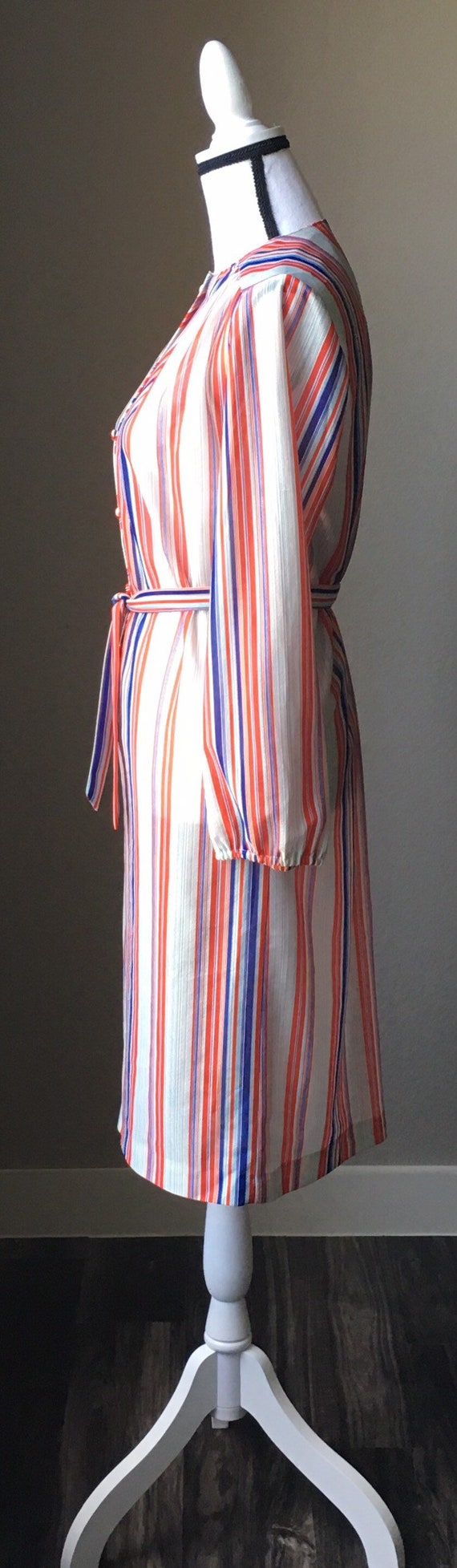 1960s Striped Belted Dress, 1970s Dress with Stri… - image 3