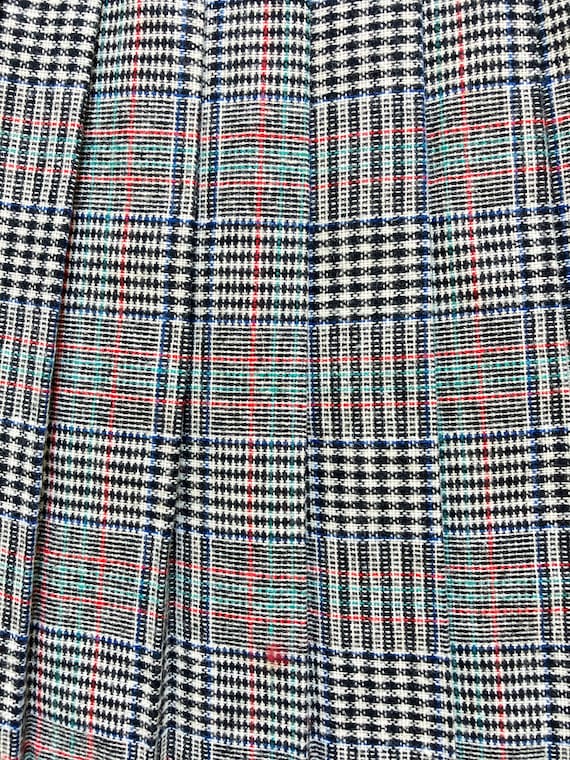 Vintage Gray Plaid Midi Pleated Skirt