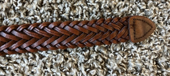1990s Dark Chestnut Braided Belt, Vintage Woven L… - image 7