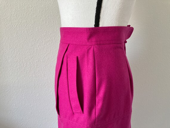 1980s Fuchsia Wool Skirt, Vintage Magenta Tulip S… - image 5