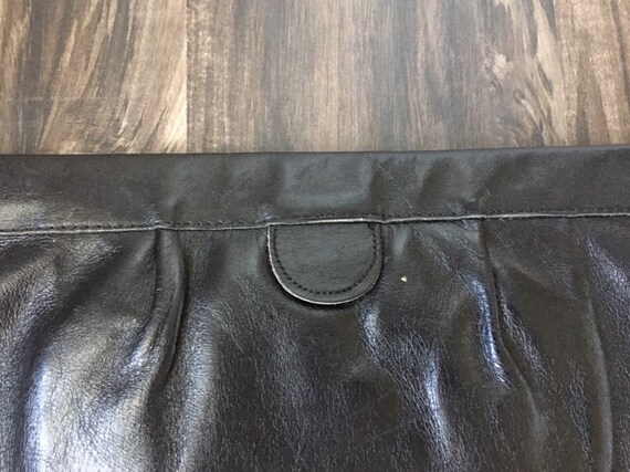 1980s Black Leather Clutch, Vintage Matte Black C… - image 3